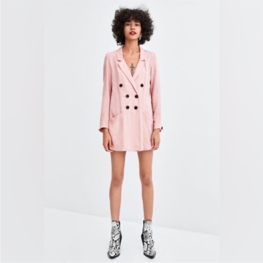 Zara Pink Double-Breasted Romper Sz Large
